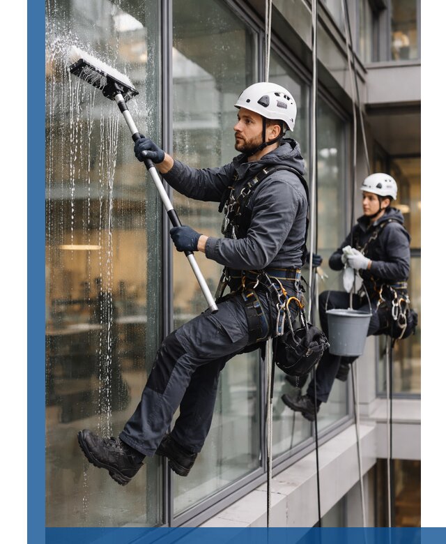 Профессиональная мойка витражей промышленными альпинистами в Морозовске