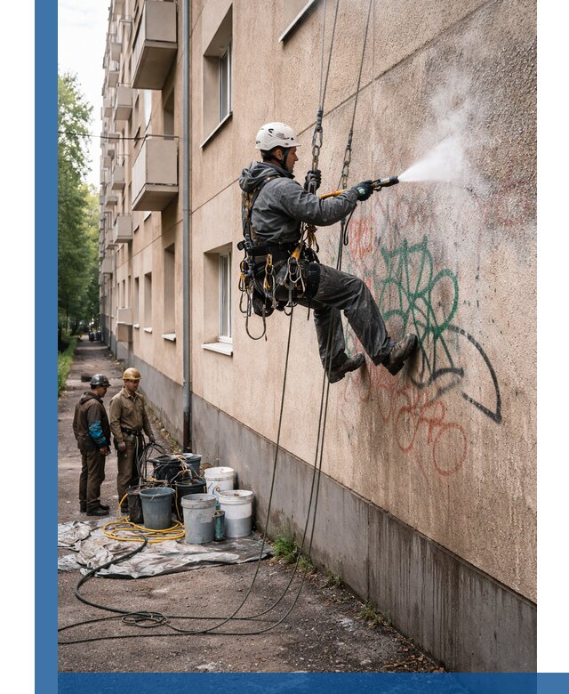 Удаление граффити с фасада в Морозовске без следов и повреждений