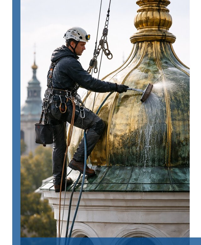 Профессиональная мойка куполов и шпилей высотными альпинистами в Морозовске