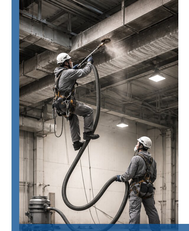 Обеспыливание потолочных конструкций в Морозовске промышленным альпинизмом