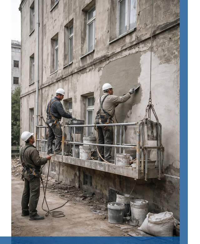 Капитальный ремонт фасада в Морозовске от 4312 р. | ВЫСОТНИК-Мрз