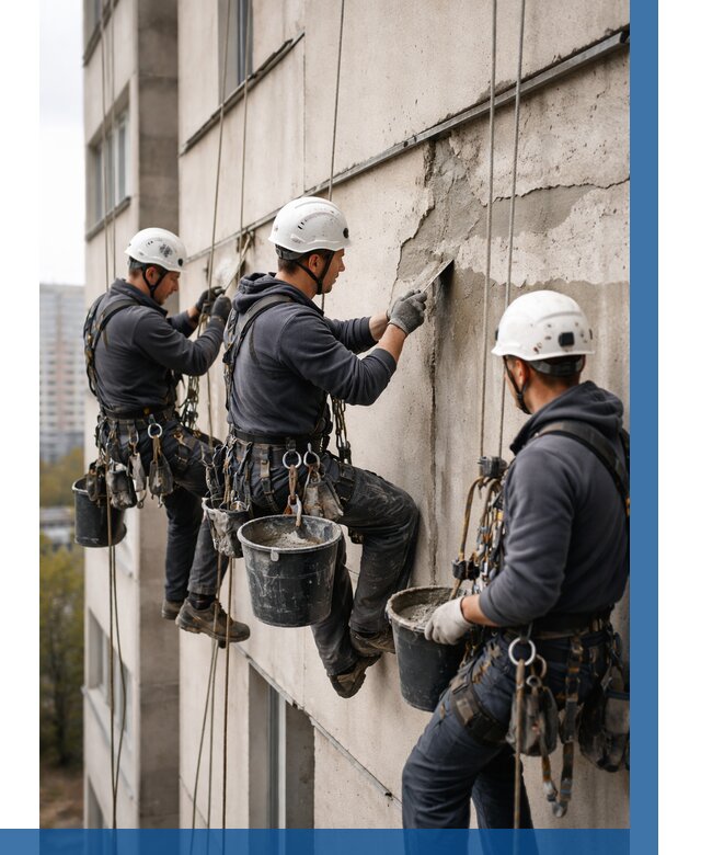 Ремонт бетонных элементов фасада в Морозовске от 2567 р. | ВЫСОТНИК-Мрз