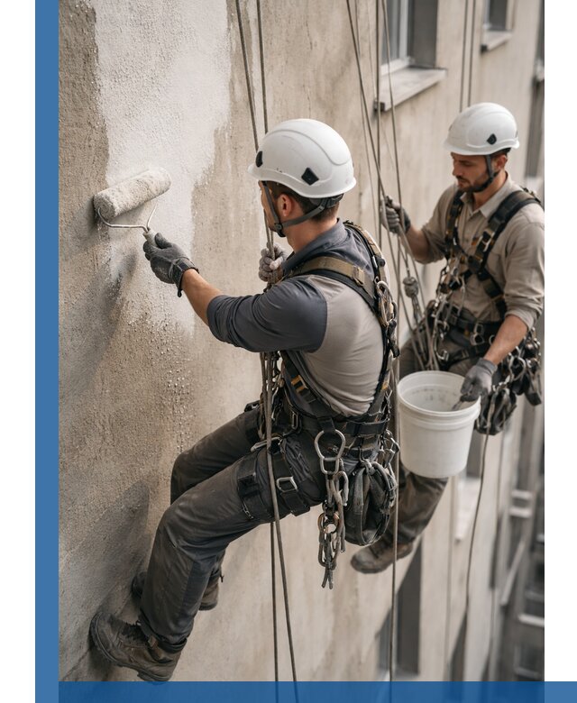 Грунтовка фасада на высоте в Морозовске промышленными альпинистами