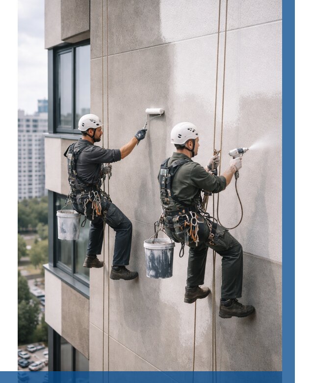 Покраска фасада альпинистами в Морозовске от 308 р. | ВЫСОТНИК-Мрз