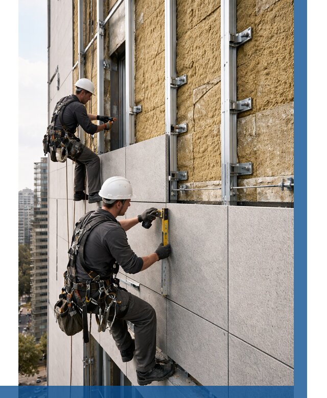 Монтаж вентилируемого фасада в Морозовске от 3593 р. | ВЫСОТНИК-Мрз