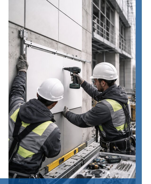 Монтаж композитных панелей фасада в Морозовске от 2567 р. | ВЫСОТНИК-Мрз