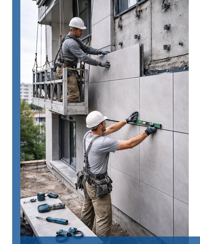 Монтаж керамогранита на фасад в Морозовске под ключ с гарантией качества