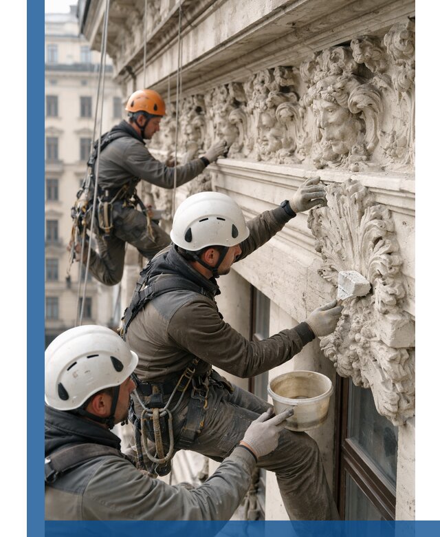 Реставрация фасадной лепнины с высотными работами в Морозовске