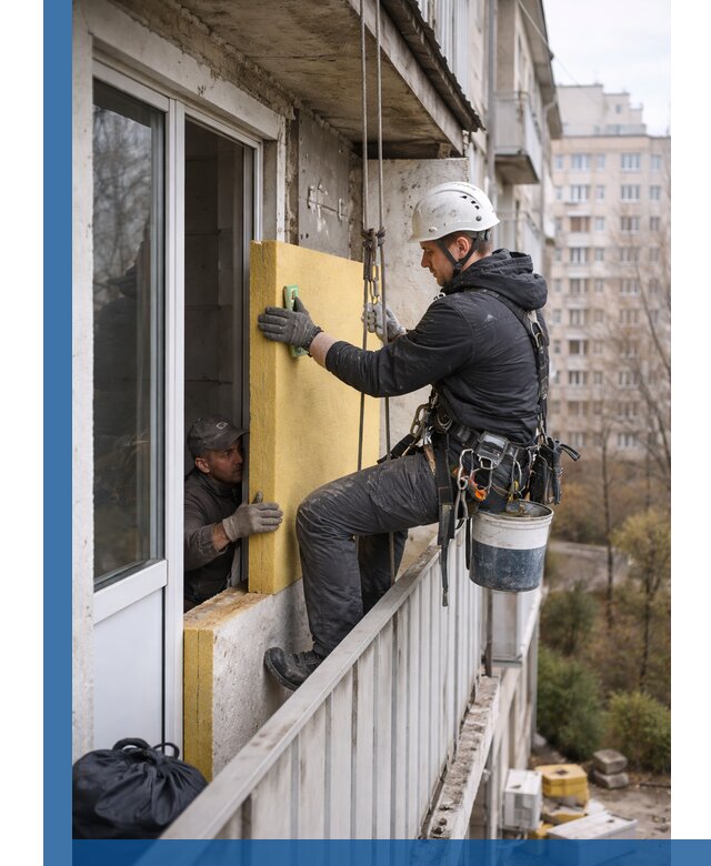 Профессиональное утепление балкона снаружи в Морозовске под ключ