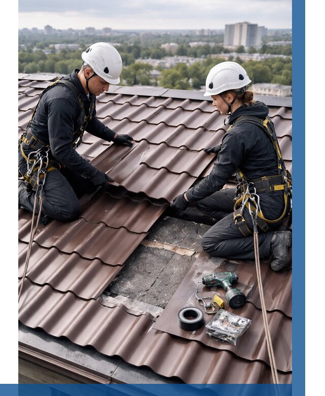 Ремонт металлочерепицы на крыше в Морозовске от 924 р. | ВЫСОТНИК-Мрз