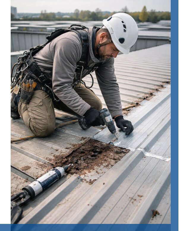 Ремонт профнастила на кровле в Морозовске от 719 р. | ВЫСОТНИК-Мрз