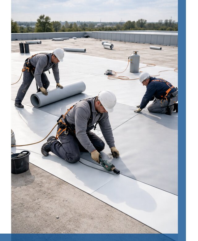 Монтаж мембранной кровли под ключ в Морозовске от 1232 р. | ВЫСОТНИК-Мрз