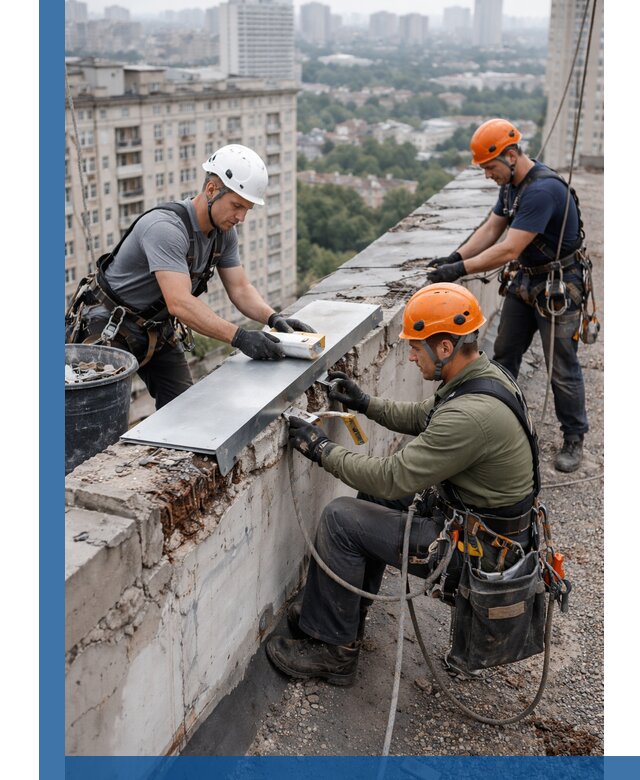 Ремонт парапета на кровле в Морозовске, высотные работы с гарантией