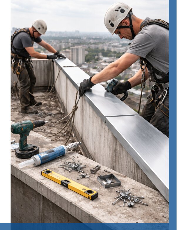 Монтаж парапетных крышек в Морозовске от 821 р. | ВЫСОТНИК-Мрз