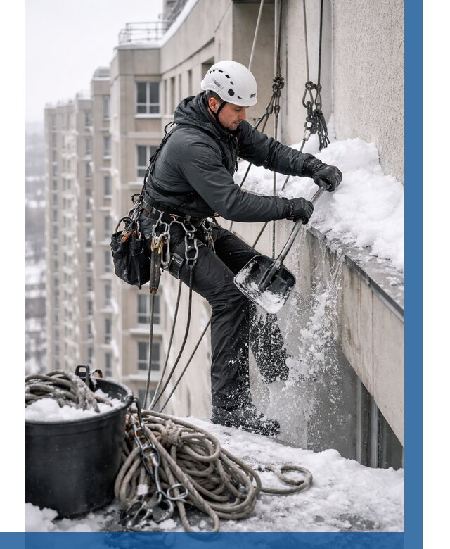 Очистка карнизов от снега в Морозовске от 308 р. | ВЫСОТНИК-Мрз