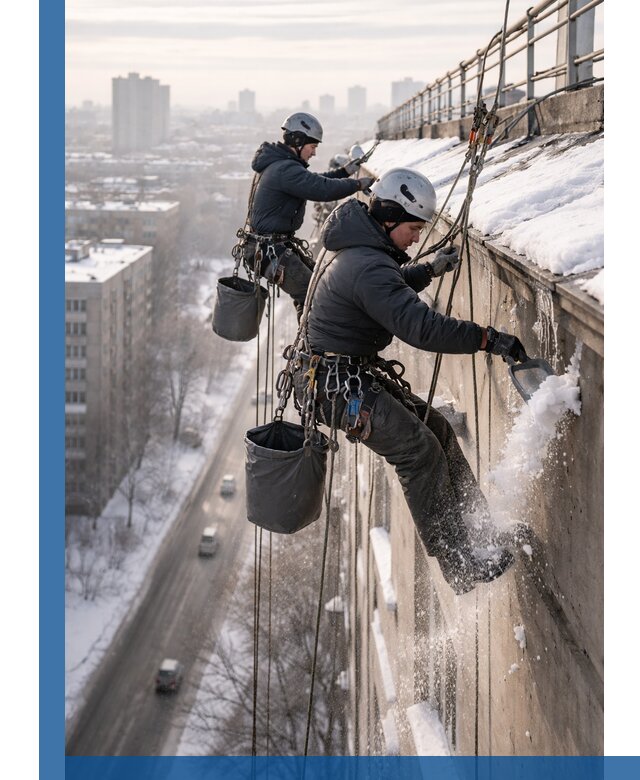 Очистка карнизов от снега в Морозовске профессионально и безопасно