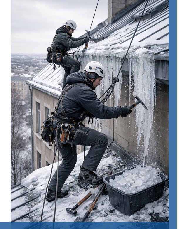 Удаление наледи с кровли в Морозовске от 5646 р. | ВЫСОТНИК-Мрз