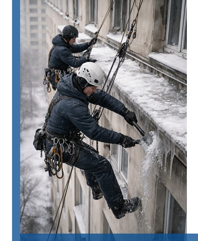 Удаление наледи и сосулек с карнизов в Морозовске профессионально
