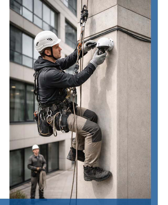 Монтаж камер видеонаблюдения на фасаде в Морозовске от 8726 р.-ВЫСОТНИК-Мрз