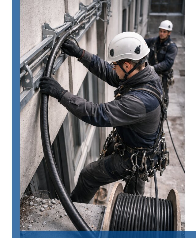 Протяжка кабеля питания на высоте в Морозовске с гарантией безопасности и качества