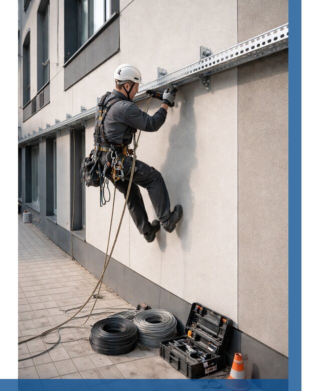 Монтаж кабельных лотков на фасаде в Морозовске от 1232 р. | ВЫСОТНИК-Мрз