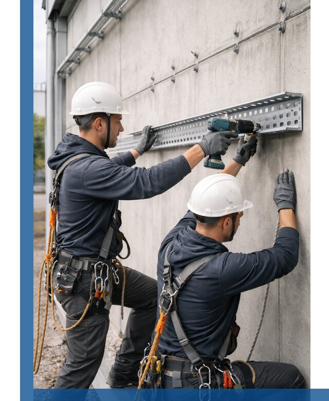 Монтаж кабельных лотков на фасаде зданий в Морозовске с гарантией