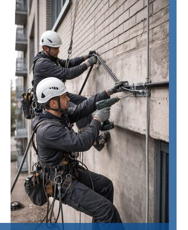 Крепление кабеля на фасаде в Морозовске от 359 р. | ВЫСОТНИК-Мрз