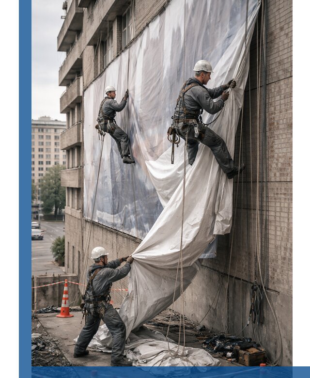 Демонтаж баннеров с фасада в Морозовске оперативно и безопасно
