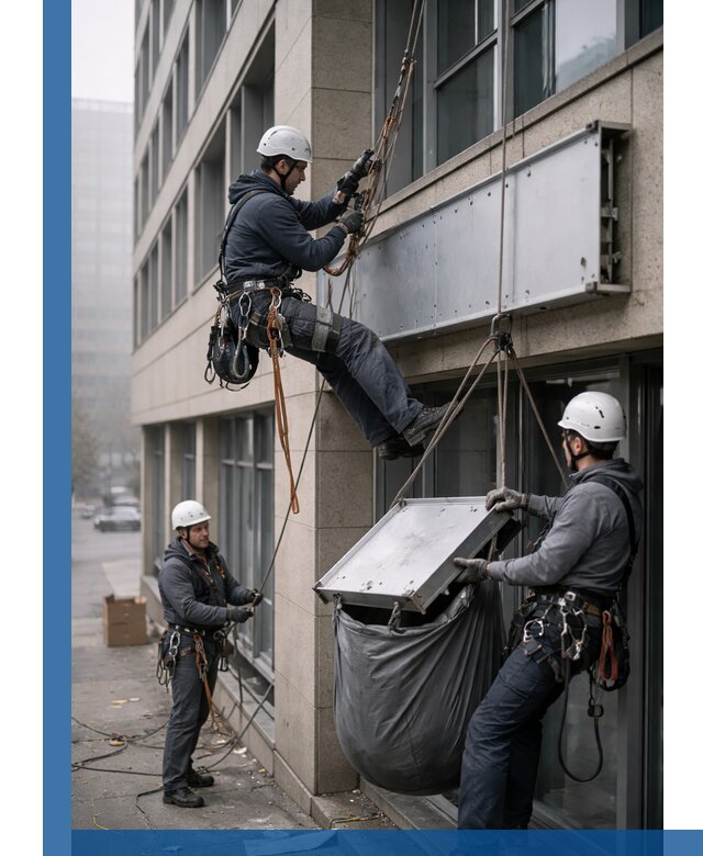 Демонтаж рекламной вывески с высотными работами в Морозовске