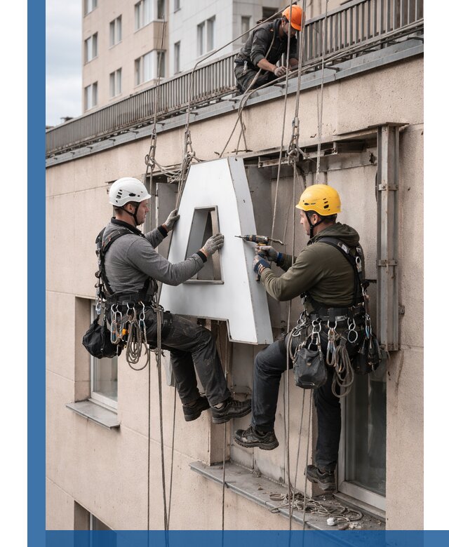 Ремонт и восстановление наружных вывесок на высоте в Морозовске
