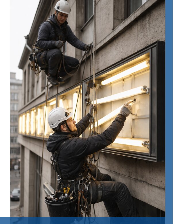 Замена ламп в вывеске в Морозовске под ключ от 3593 р. | ВЫСОТНИК-Мрз