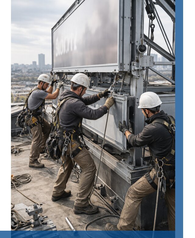 Монтаж крышной рекламной конструкции в Морозовске от 61596 р.|ВЫСОТНИК-Мрз