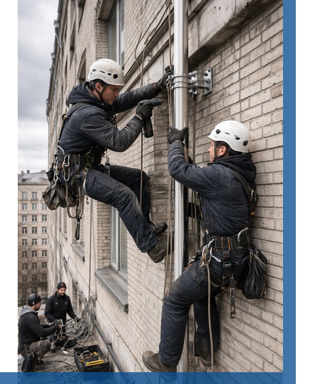 Монтаж флагштока на здании в Морозовске от 6673 р. | ВЫСОТНИК-Мрз