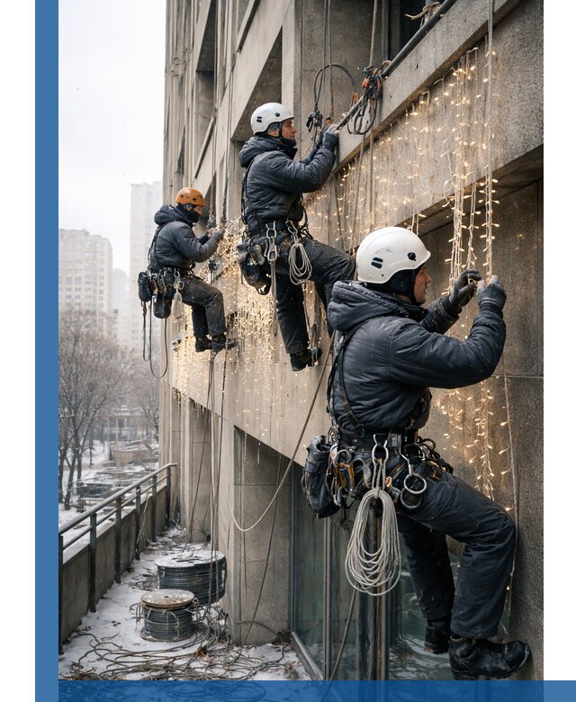 Монтаж новогодней иллюминации и украшение фасадов в Морозовске