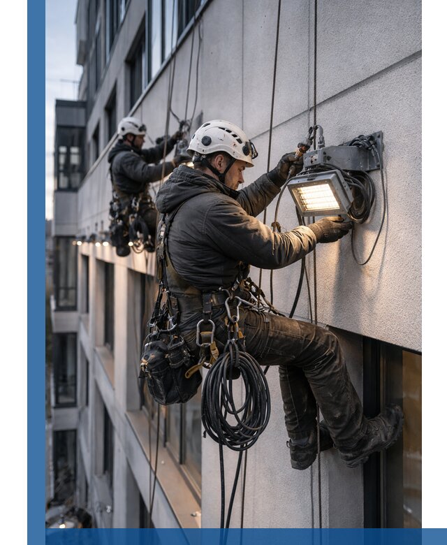 Монтаж фасадного освещения в Морозовске установка и подключение