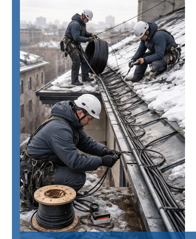 Монтаж греющего кабеля на кровле в Морозовске под ключ