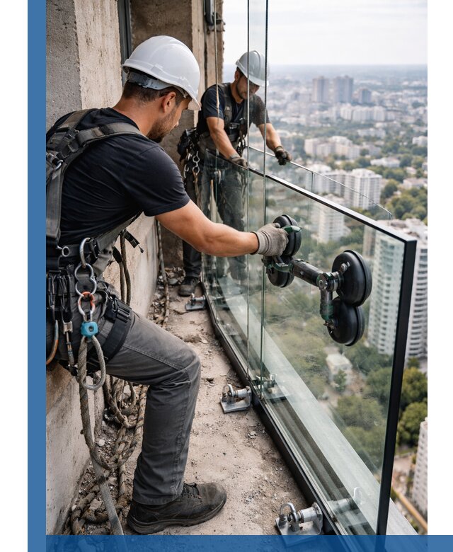 Монтаж стеклянных ограждений под ключ с гарантией в Морозовске