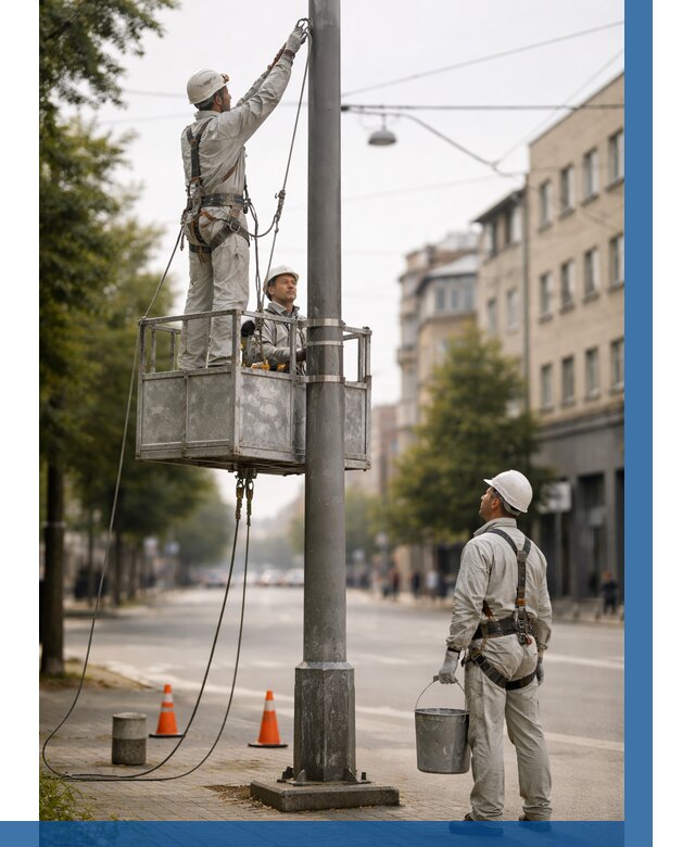 Покраска опор освещения в Морозовске от 5133 р. | ВЫСОТНИК-Мрз