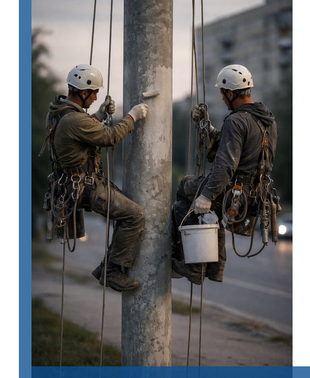 Покраска опор освещения и антикоррозийная защита в Морозовске