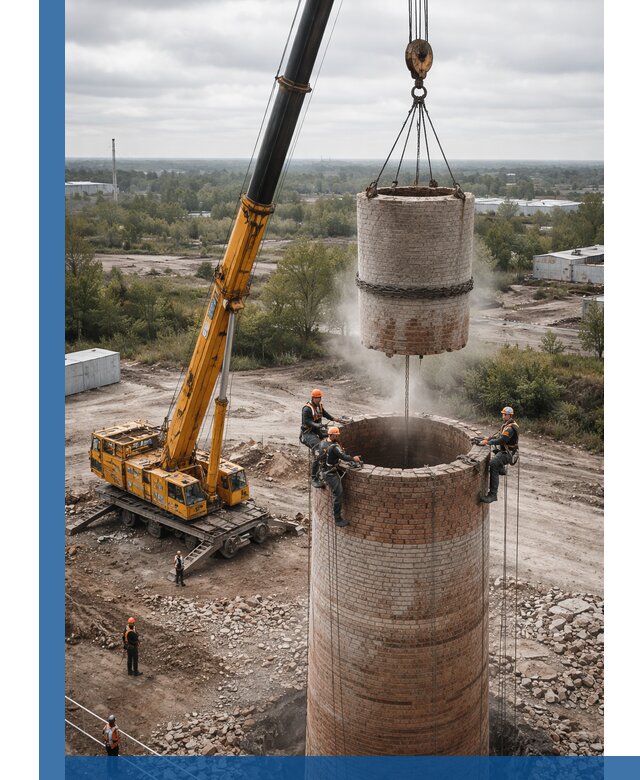 Демонтаж дымовой трубы в Морозовске с гарантиями безопасности