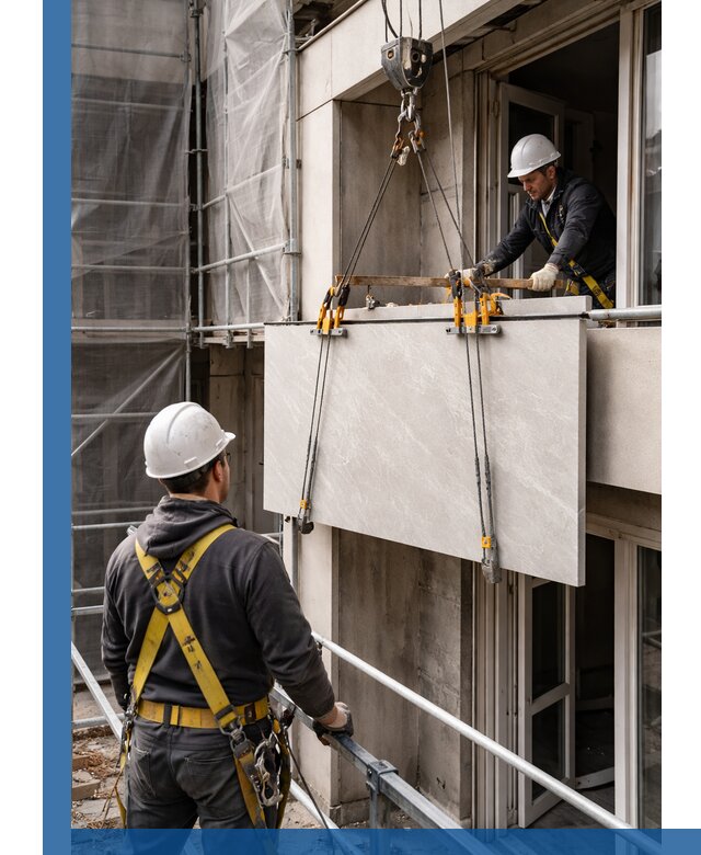 Подъем керамогранита на этаж в Морозовске грузчиками и техникой