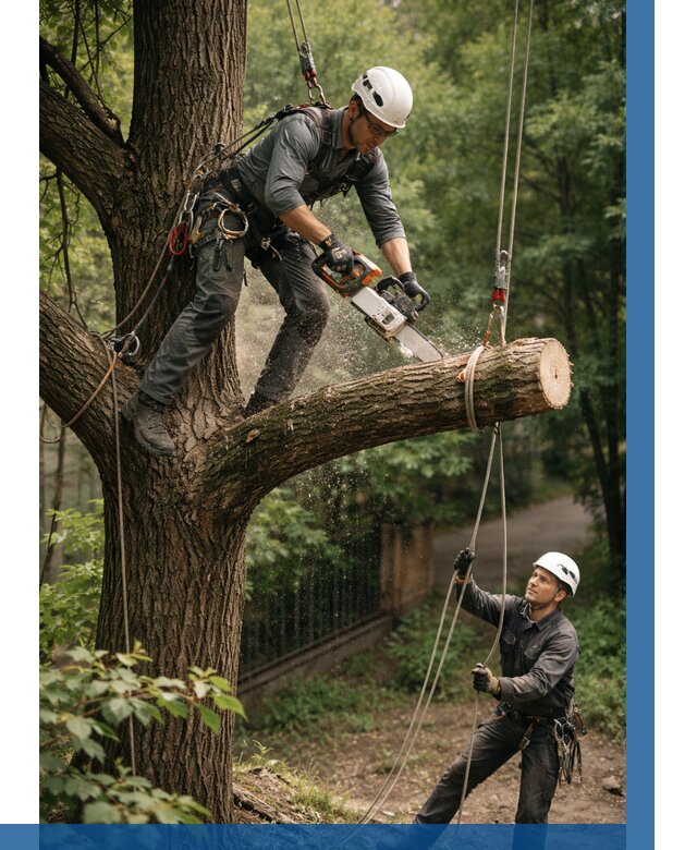 Спил деревьев альпинистами в Морозовске от 8213 р. | ВЫСОТНИК-Мрз