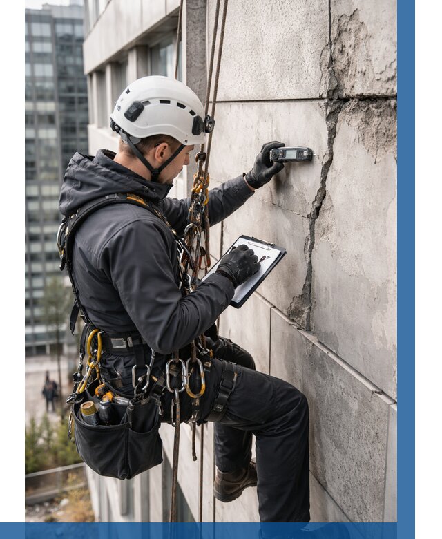 Обследование фасада альпинистами в Морозовске от 123 р. | ВЫСОТНИК-Мрз