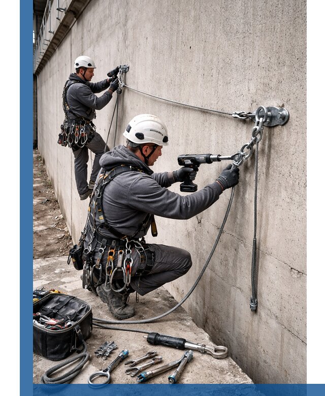 Монтаж анкерных линий высотной безопасности в Морозовске