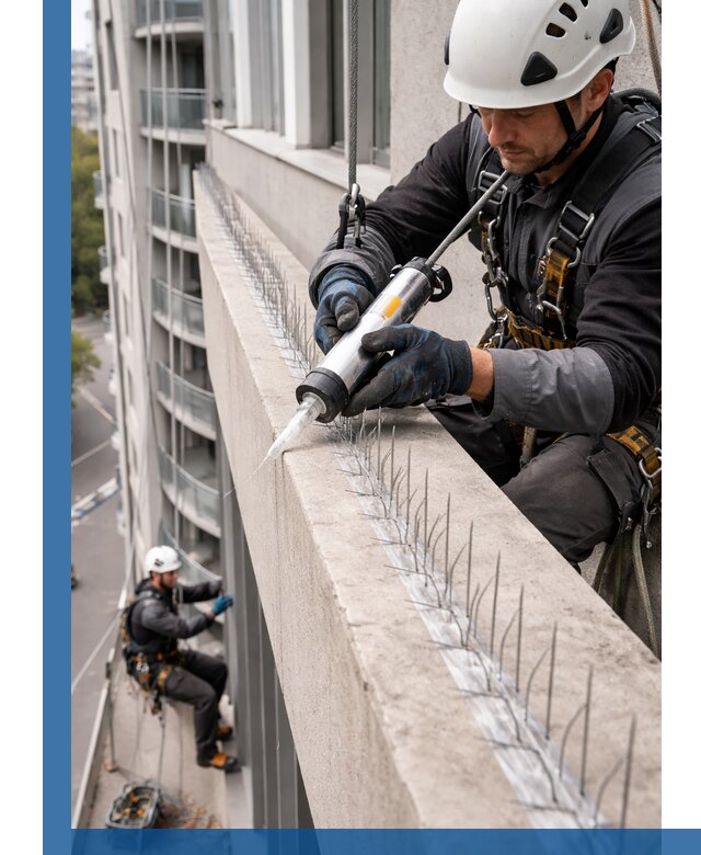 Установка шипов от птиц на фасадах и кровлях в Морозовске